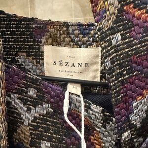 Sezane Sebastine Jacket Black Royal Jacquard - Size 8